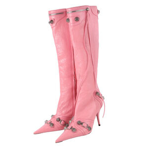 Balenciaga Agneau Arena Cagole Boots Pink Leather Knee High Size 37.5 $2350